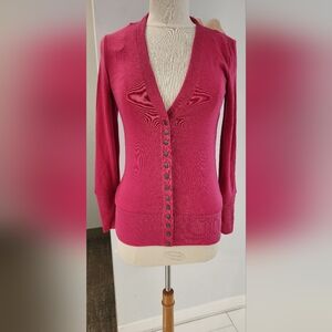 Chic Pink Cardigan Sweater V-Neck